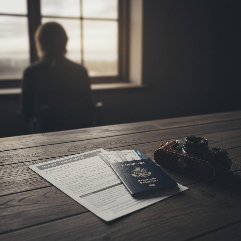 Travel insurance policy and boarding passes