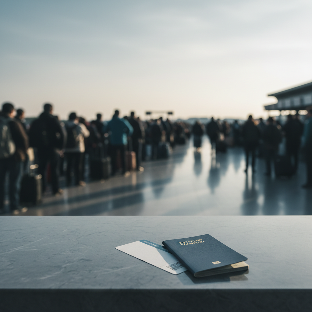 Boarding pass on gate counter — denied boarding